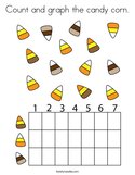 Count and graph the candy corn Coloring Page