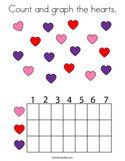 Count and graph the hearts Coloring Page