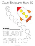 Count Backwards from 10 Coloring Page