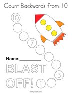 Count Backwards from 10 Coloring Page
