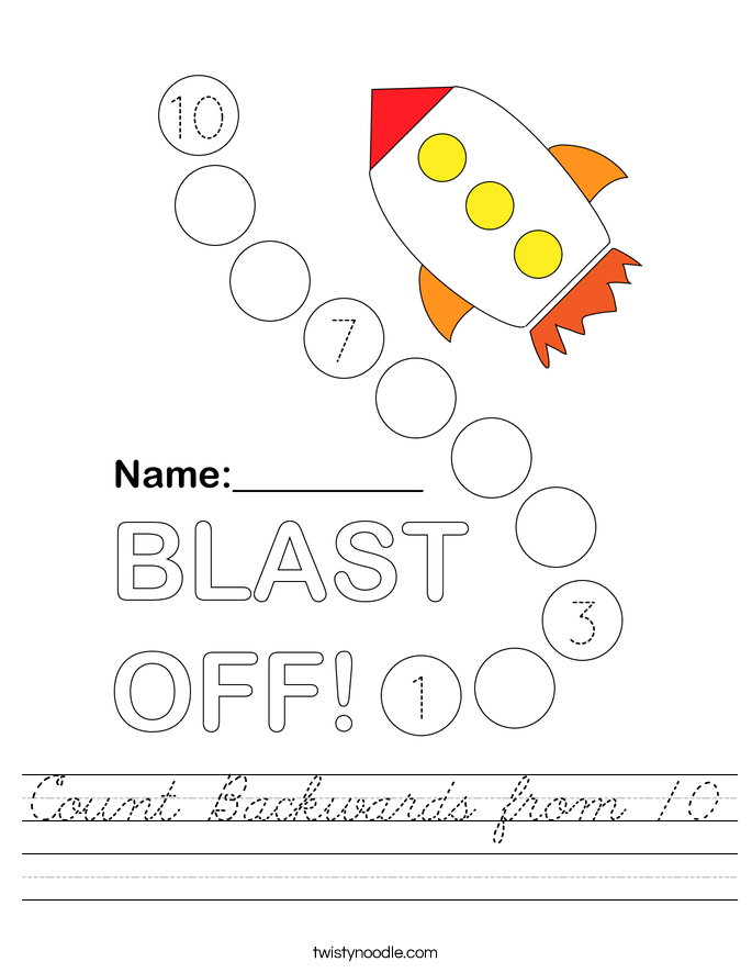 Count Backwards from 10 Worksheet