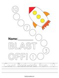 Count Backwards from 10 Worksheet