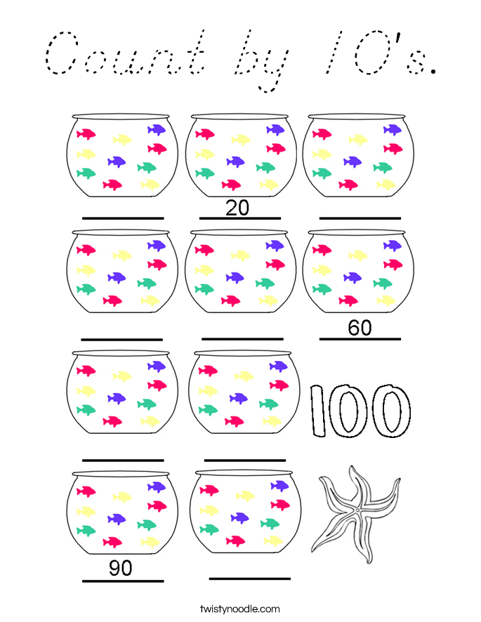 Count by 10's. Coloring Page