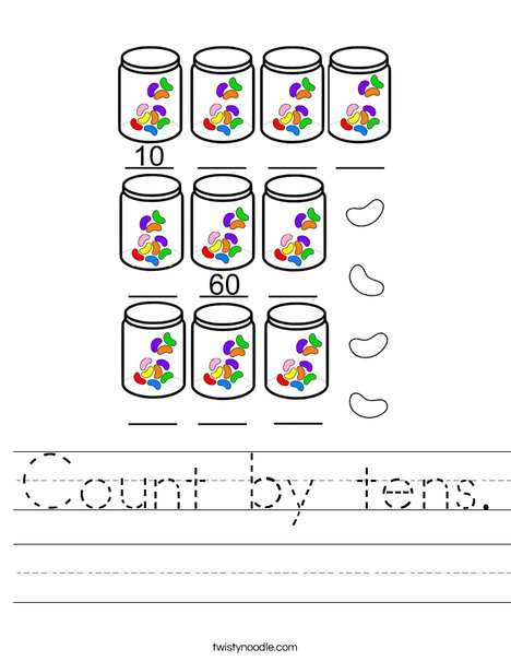 Count by tens Worksheet Twisty Noodle Count by tens Worksheet Twisty Noodle