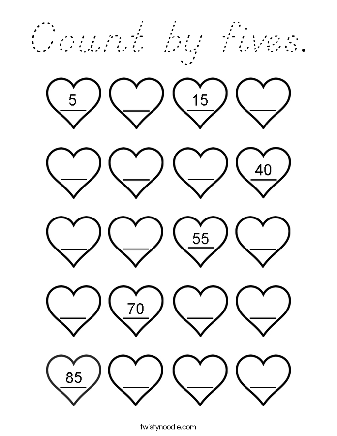 Count by fives. Coloring Page