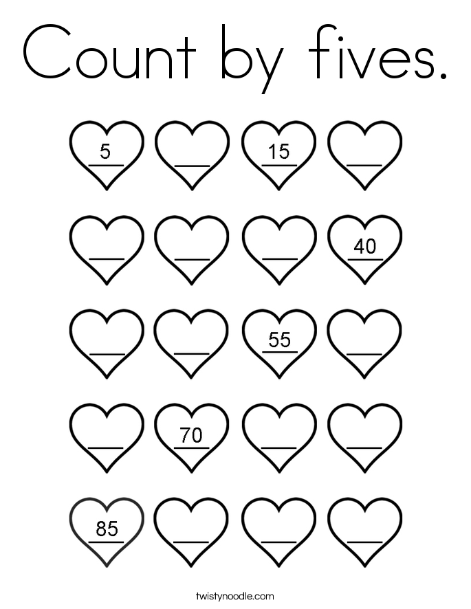 Count by fives. Coloring Page