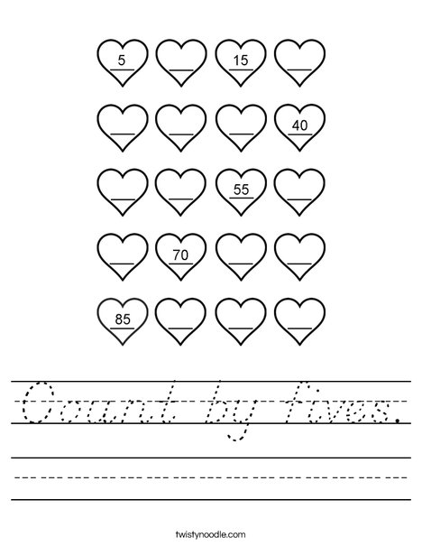 Count by fives. Worksheet
