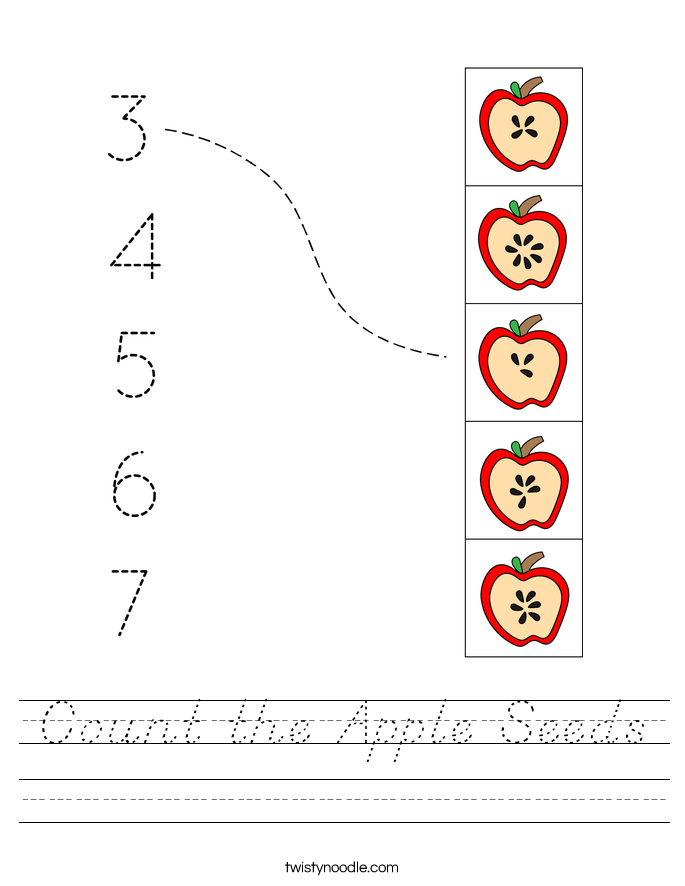 Count the Apple Seeds Worksheet