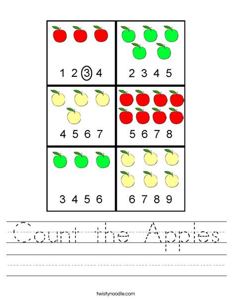 Count the Apples Worksheet Twisty Noodle Count the Apples Worksheet Twisty Noodle