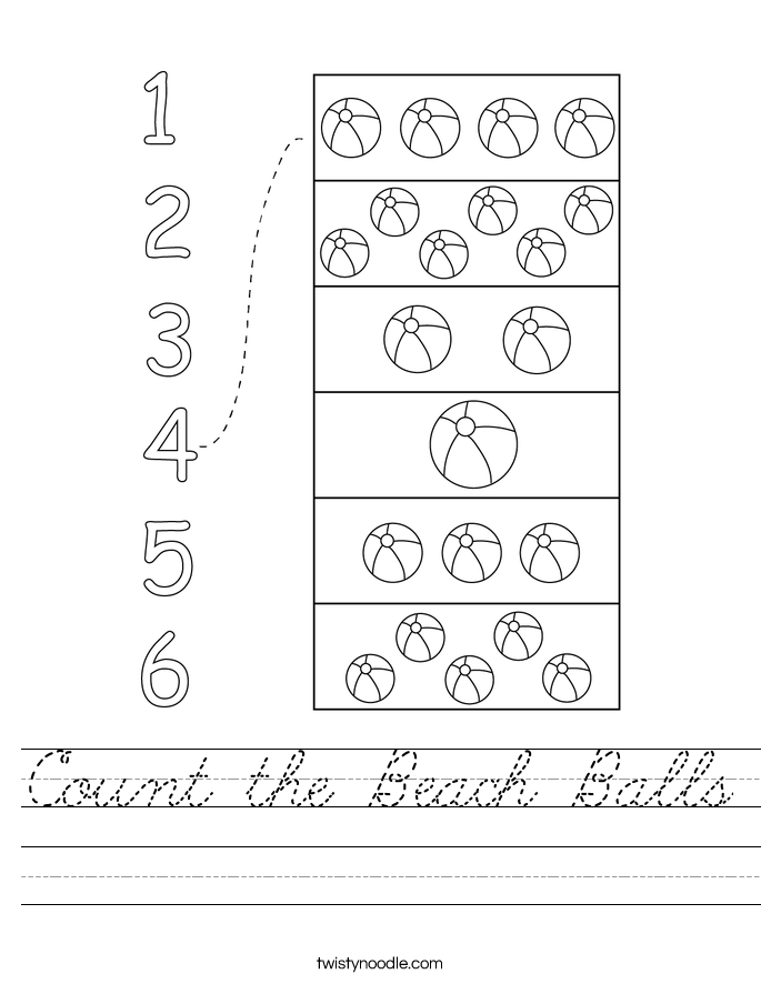 Count the Beach Balls Worksheet