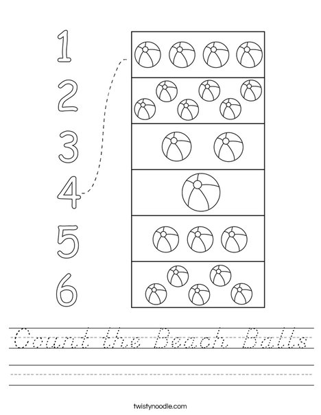 Count the Beach Balls Worksheet