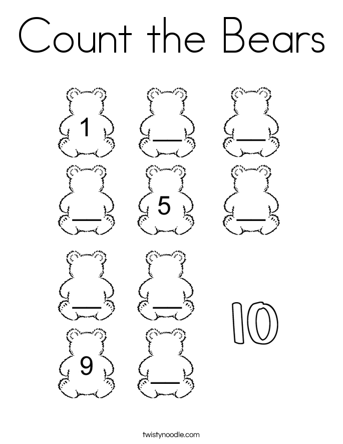 Count the Bears Coloring Page