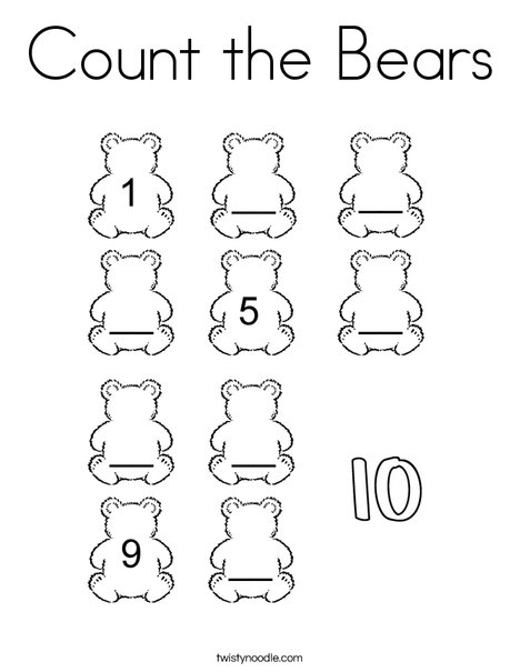 Count the Bears Coloring Page
