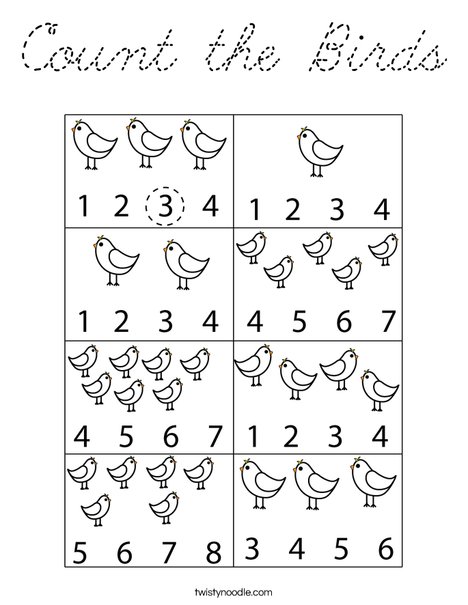 Count the Birds Coloring Page