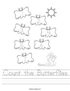 Count the Butterflies Handwriting Sheet