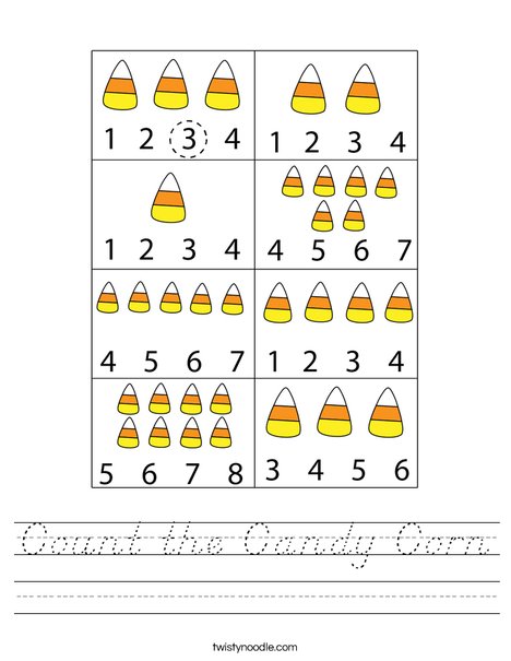 Count the Candy Corn Worksheet