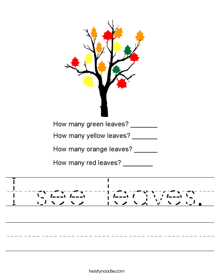 I see leaves. Worksheet