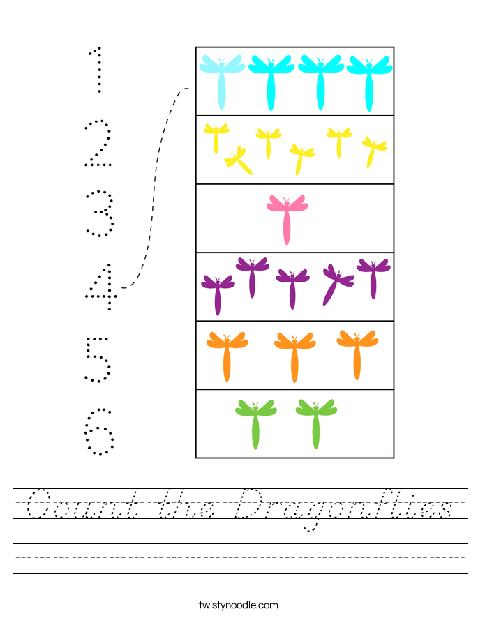 Count the Dragonflies Worksheet