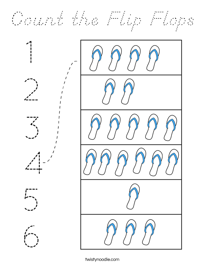 Count the Flip Flops Coloring Page