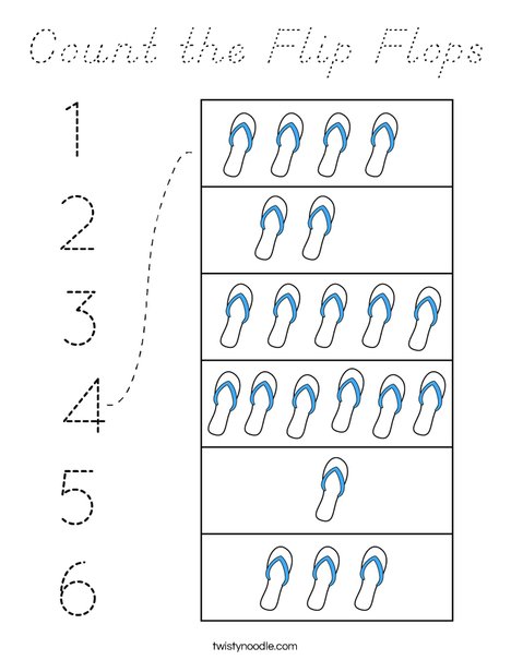 Count the Flip Flops Coloring Page