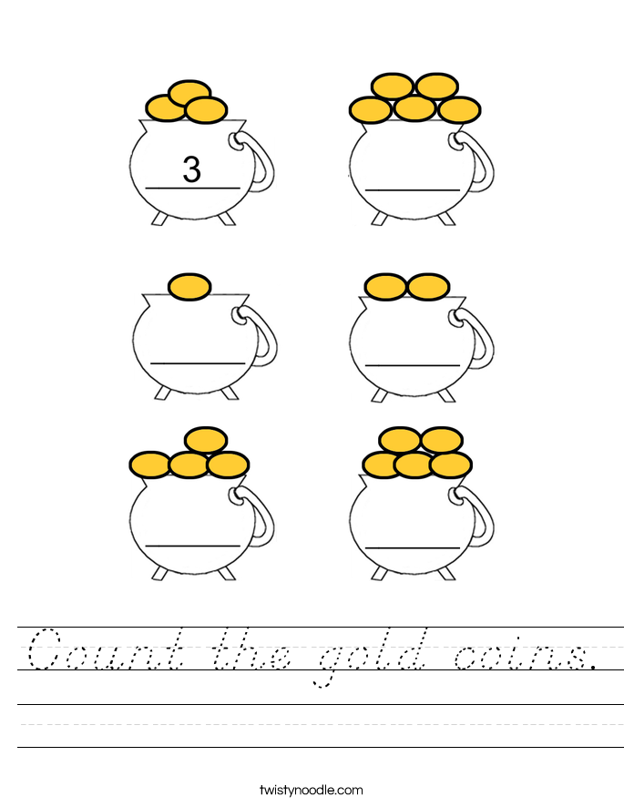 Count the gold coins. Worksheet