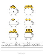 Count the gold coins Handwriting Sheet