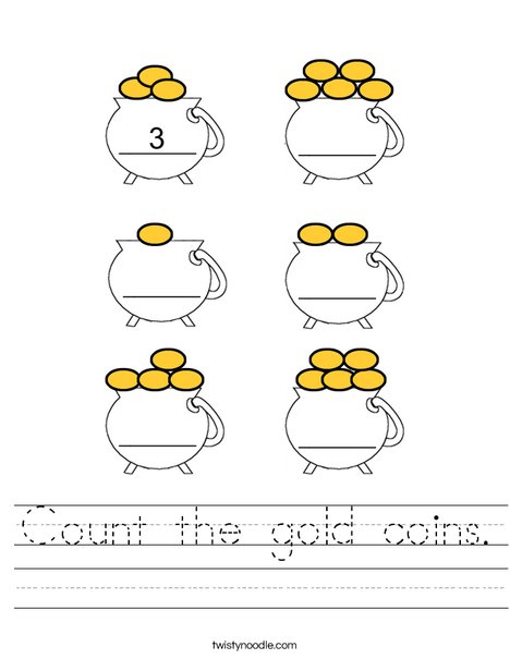 Count the gold coins Worksheet