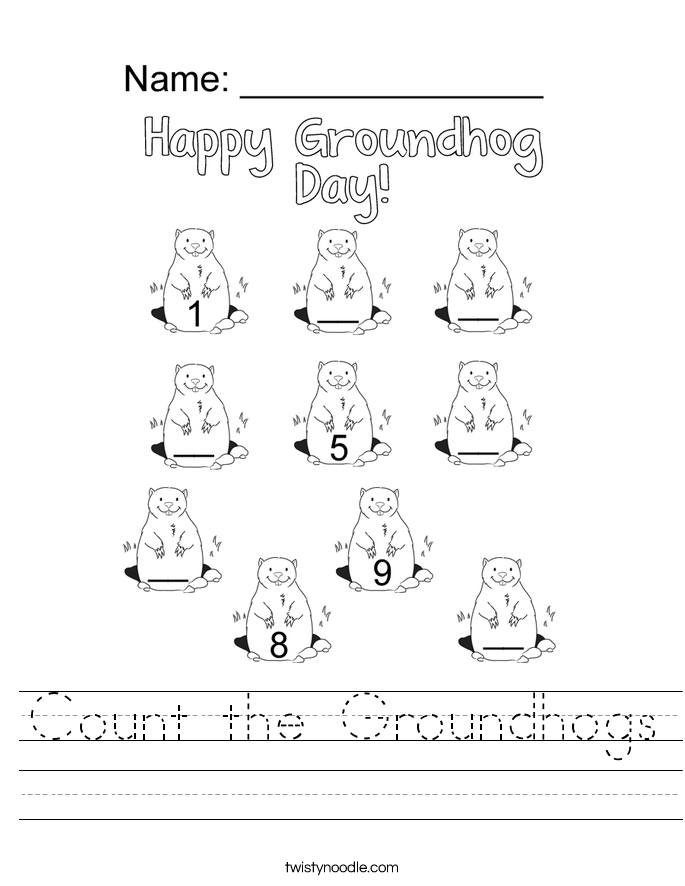 Count the Groundhogs Worksheet