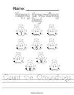 Count the Groundhogs Handwriting Sheet