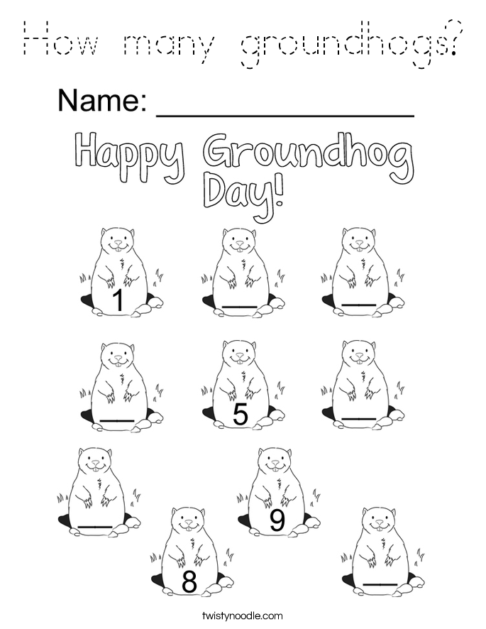 How many groundhogs? Coloring Page