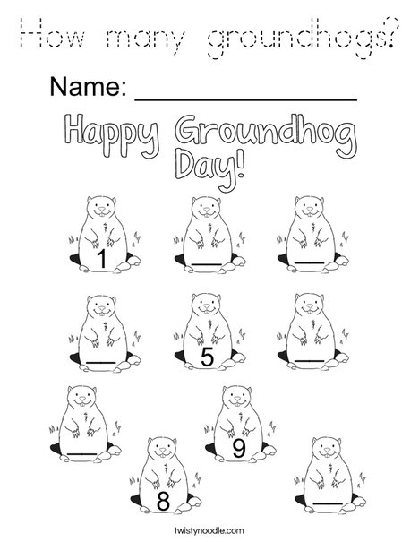 Count the Groundhogs Coloring Page
