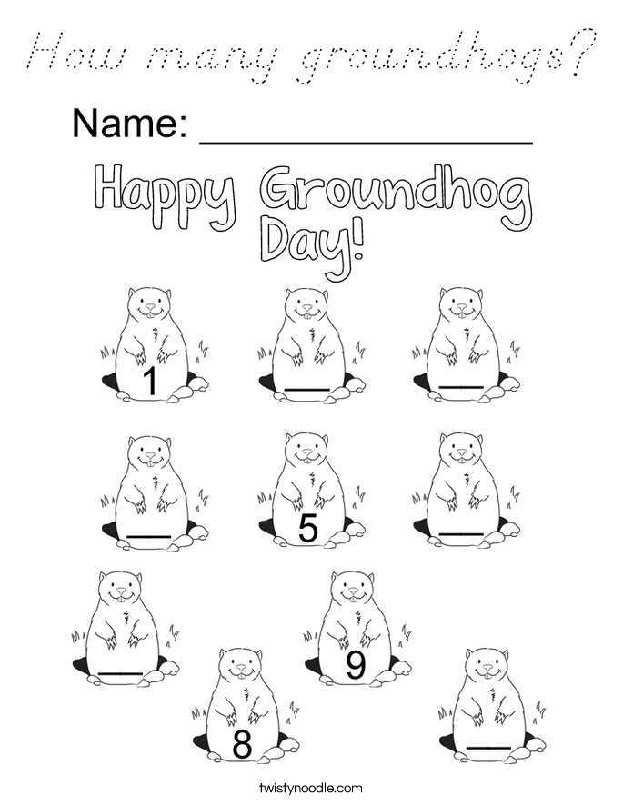 How many groundhogs? Coloring Page