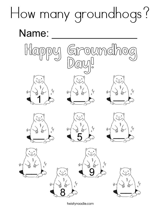 How many groundhogs? Coloring Page