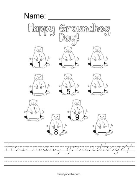 Count the Groundhogs Worksheet