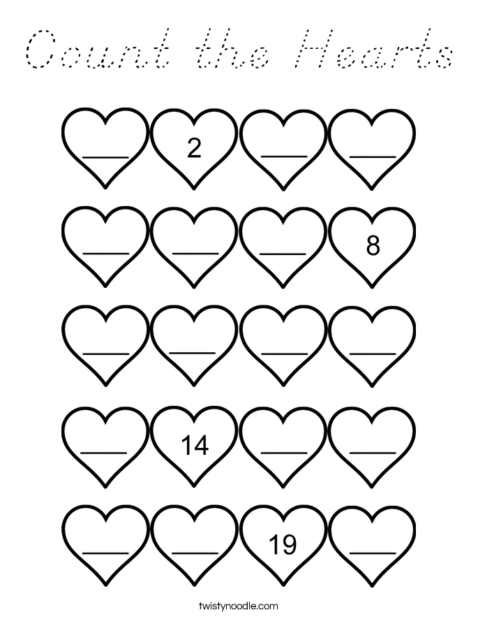 Count the Hearts Coloring Page