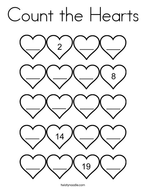 Count the Hearts Coloring Page