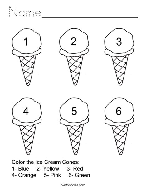 Count the Ice Cream Cones Coloring Page