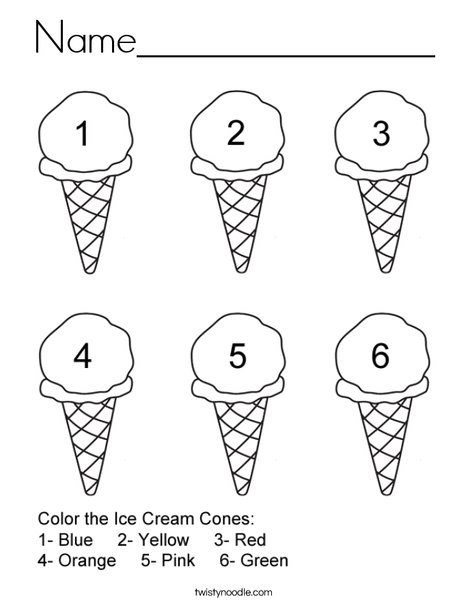 Count the Ice Cream Cones Coloring Page
