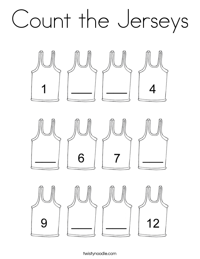 Count the Jerseys Coloring Page - Twisty Noodle