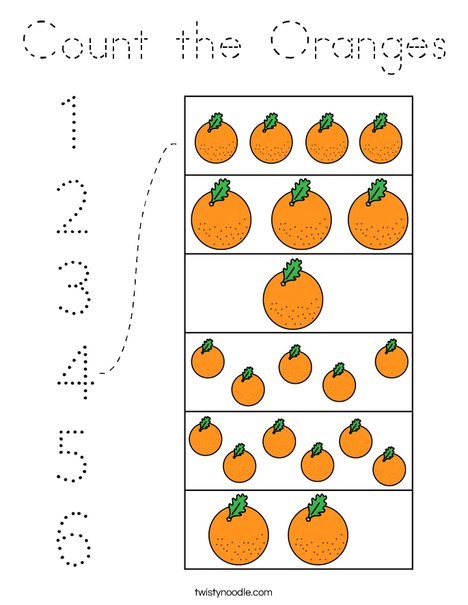 Count the Oranges Coloring Page