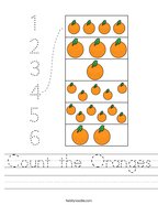 Count the Oranges Handwriting Sheet