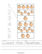 Count the Peaches Handwriting Sheet