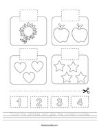 Count the pictures and glue the correct number Handwriting Sheet