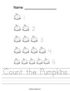 Count the Pumpkins Handwriting Sheet