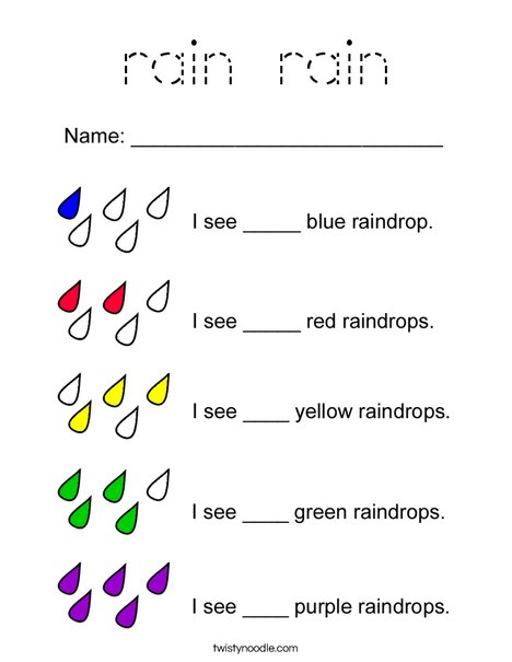 Count the raindrops Coloring Page
