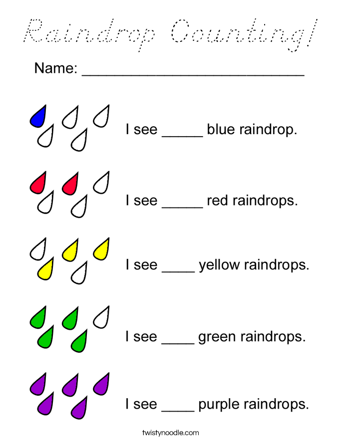 Raindrop Counting! Coloring Page