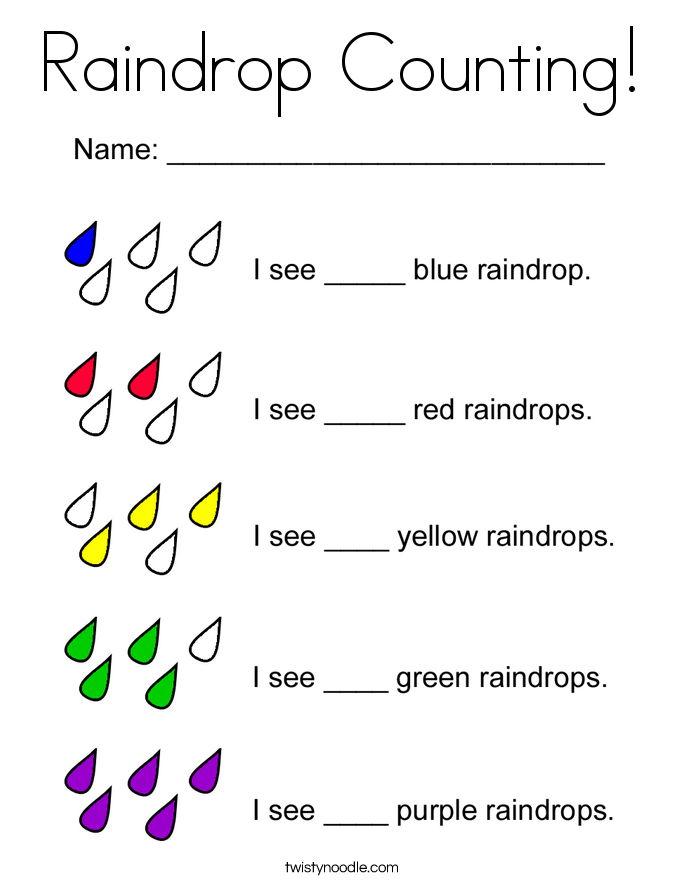 Raindrop Counting! Coloring Page