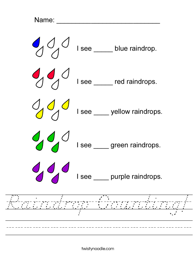 Raindrop Counting! Worksheet