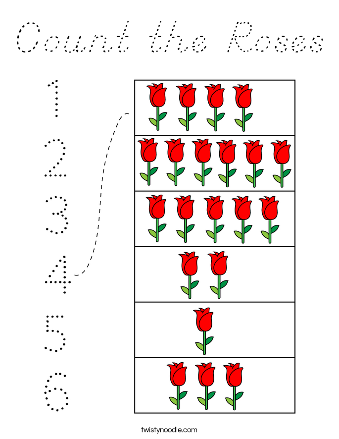 Count the Roses Coloring Page