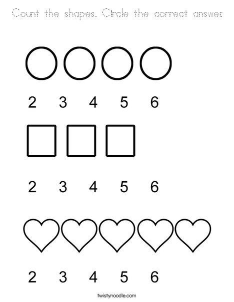 Count the shapes. Circle the correct answer. Coloring Page